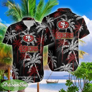San Francisco 49ers Hawaiian Shirt Coconut Tree Vintage AOP Special Gifts - NFL San Francisco 49ers 3D Hawaiian Shirt Coconut Tree_2