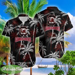 South Carolina Gamecocks Hawaiian Shirt Coconut Tree Vintage All Over Print Gift Summer - NCAA South Carolina Gamecocks 3D Hawaiian Shirt Coconut Tree_2
