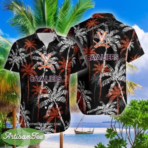 Virginia Cavaliers AOP Hawaiian Shirt Coconut Tree Vintage Gift For Fans - NCAA Virginia Cavaliers 3D Hawaiian Shirt Coconut Tree_2