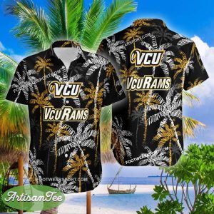 Virginia Commonwealth Rams AOP Hawaiian Shirt Coconut Tree Vintage Gift For Fans - NCAA2 Virginia Commonwealth Rams 3D Hawaiian Shirt Coconut Tree_2