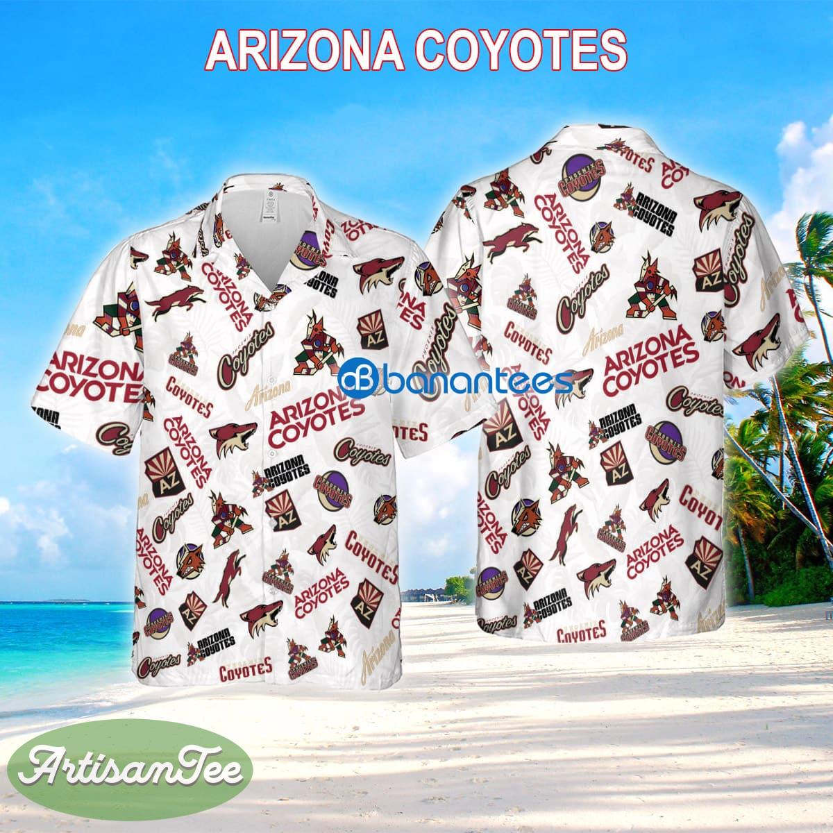 Arizona Coyotes 3D Hawaiian Shirt White Pattern Logo New For Beach - Arizona Coyotes 3D Hawaiian Shirt White Pattern Logo New For Beach