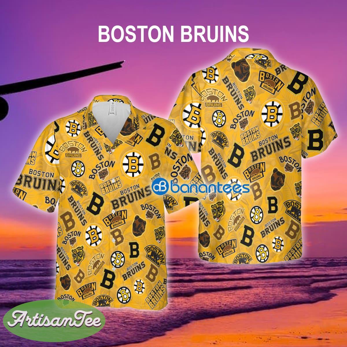 Boston Bruins Hawaiian Shirt Pattern Logo AOP For Beach - Boston Bruins Hawaiian Shirt Pattern Logo AOP For Beach