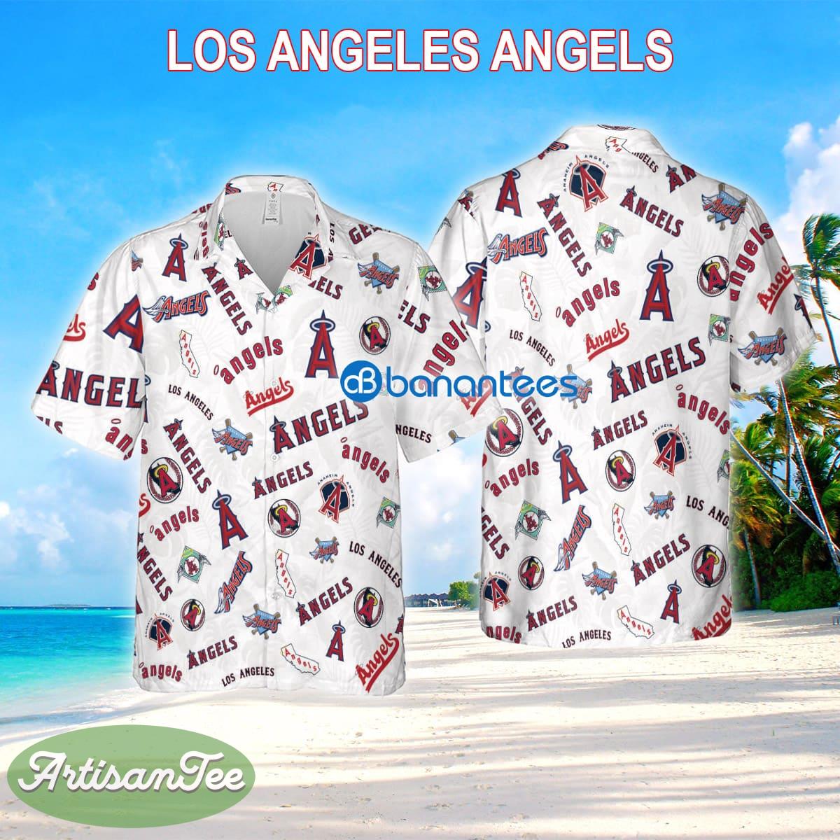 Los Angeles Angels 3D Hawaiian Shirt White Pattern Logo New AOP Special Gifts - Los Angeles Angels 3D Hawaiian Shirt White Pattern Logo New AOP Special Gifts