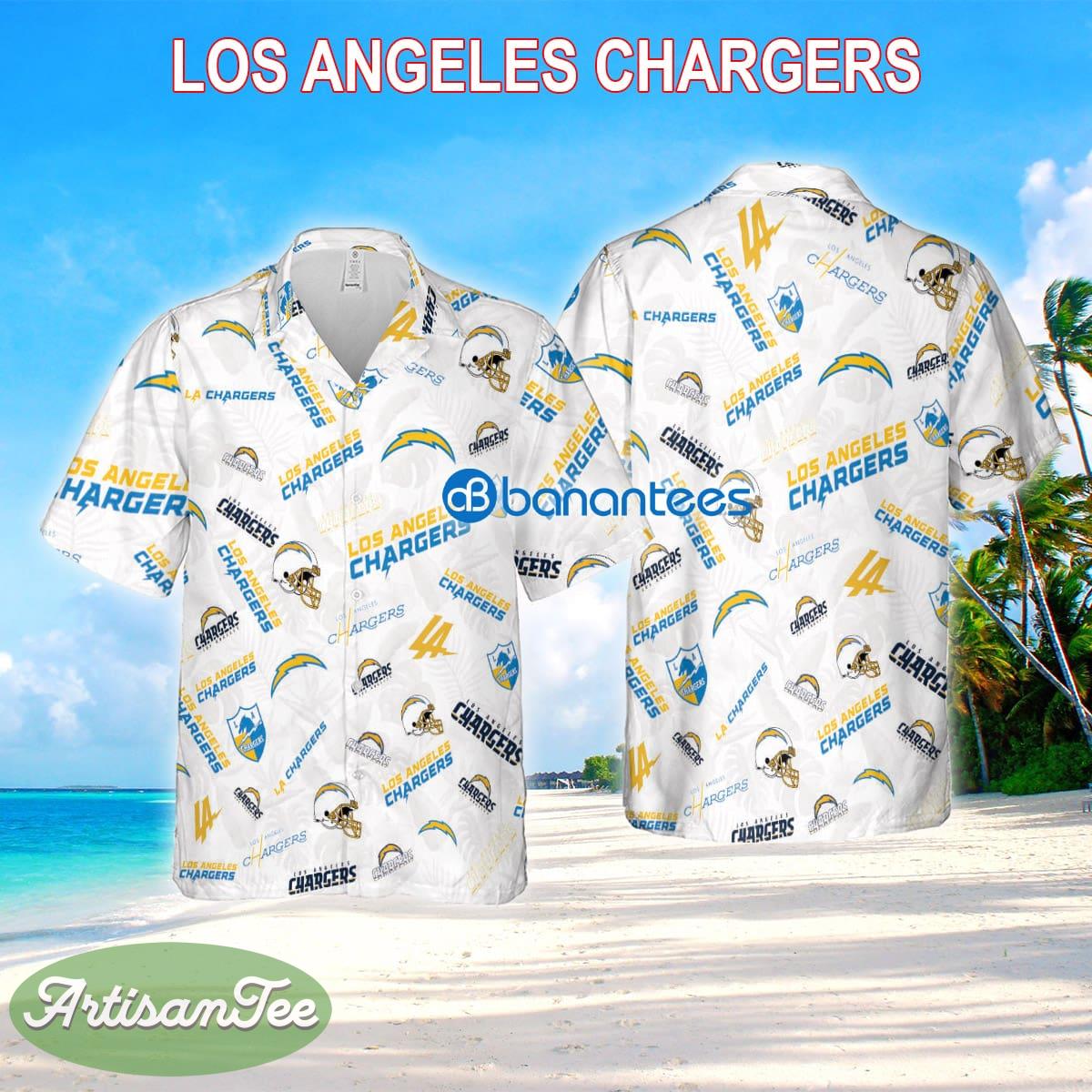 Los Angeles Chargers 3D Hawaiian Shirt White Pattern Logo New For Beach - Los Angeles Chargers 3D Hawaiian Shirt White Pattern Logo New For Beach