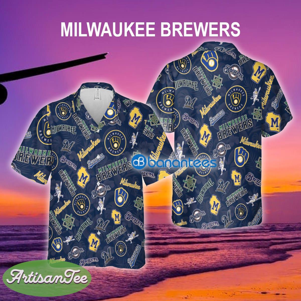 Milwaukee Brewers AOP Hawaiian Shirt Pattern Logo For Men And Women - Milwaukee Brewers AOP Hawaiian Shirt Pattern Logo For Men And Women