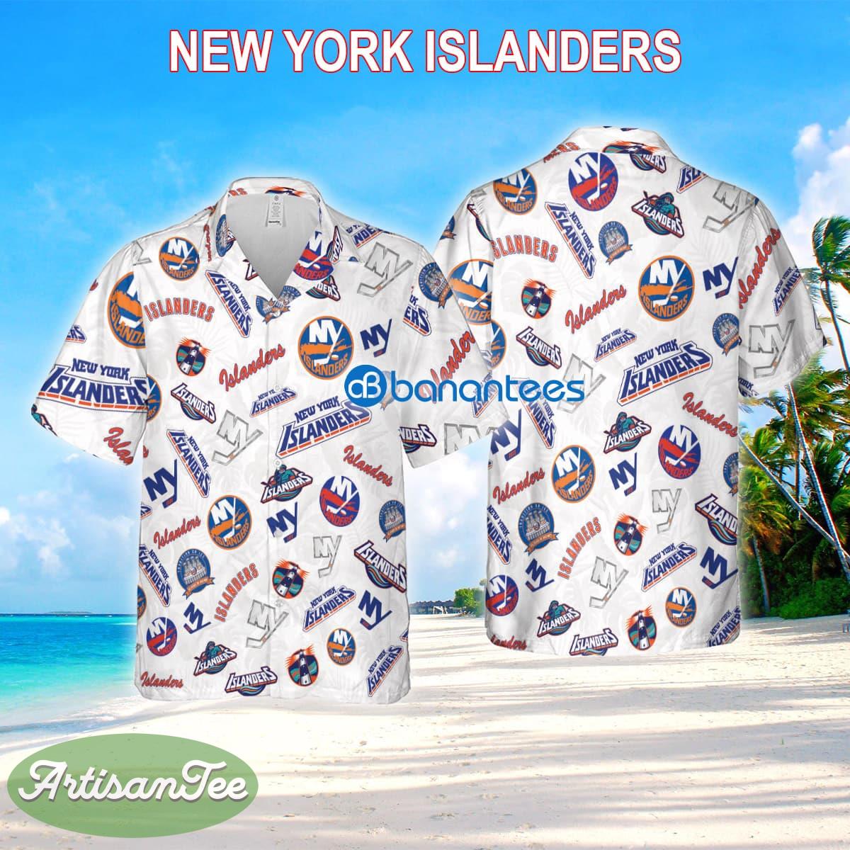 New York Islanders 3D Hawaiian Shirt White Pattern Logo New For Men And Women - New York Islanders 3D Hawaiian Shirt White Pattern Logo New For Men And Women