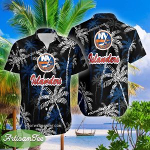 New York Islanders Hawaiian Shirt Coconut Tree Vintage For Beach - NHL New York Islanders 3D Hawaiian Shirt Coconut Tree_2