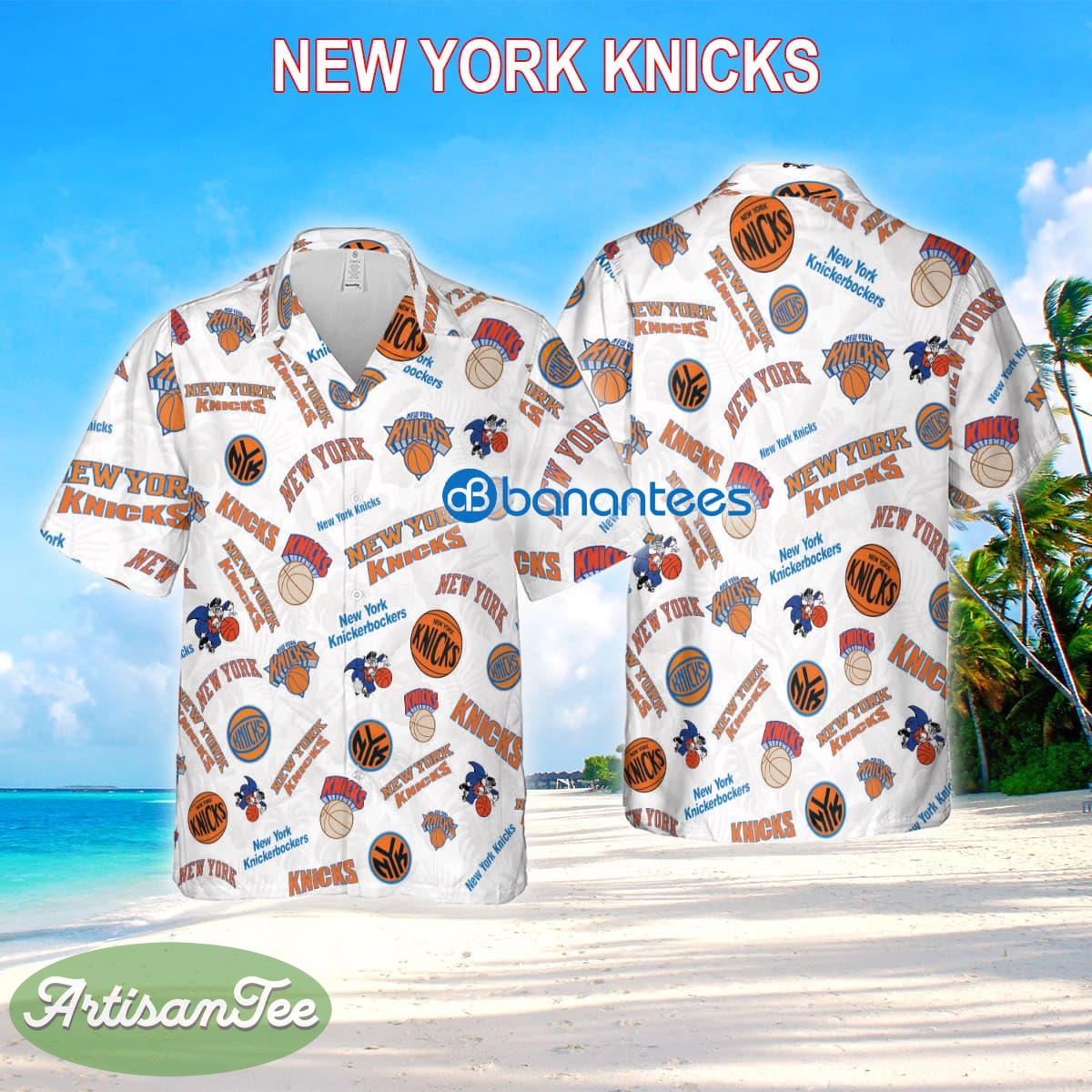 New York Knicks 3D Hawaiian Shirt White Pattern Logo New Gift For Summer - New York Knicks 3D Hawaiian Shirt White Pattern Logo New Gift For Summer