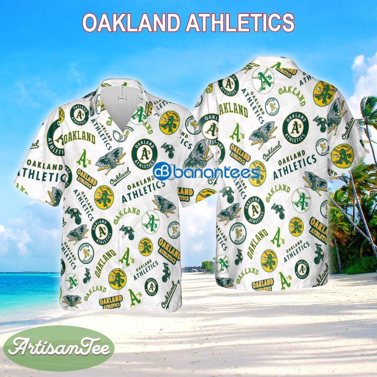 Oakland Athletics 3D Hawaiian Shirt White Pattern Logo New All Over Print Gift Summer - Oakland Athletics 3D Hawaiian Shirt White Pattern Logo New All Over Print Gift Summer