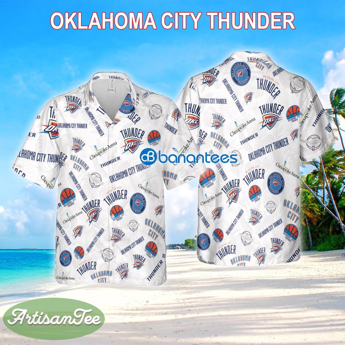 Oklahoma City Thunder AOP 3D Hawaiian Shirt White Pattern Logo New Gift For Fans - Oklahoma City Thunder AOP 3D Hawaiian Shirt White Pattern Logo New Gift For Fans