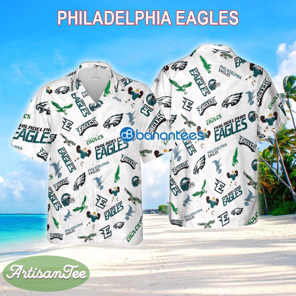Philadelphia Eagles 3D Hawaiian Shirt White Pattern Logo New For Beach - Philadelphia Eagles 3D Hawaiian Shirt White Pattern Logo New For Beach
