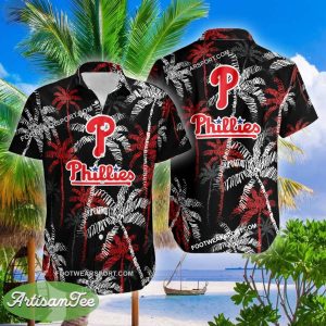 Philadelphia Phillies Hawaiian Shirt Coconut Tree Vintage All Over Print Gift Summer - MLB Philadelphia Phillies 3D Hawaiian Shirt Coconut Tree_2