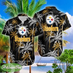 Pittsburgh Steelers Hawaiian Shirt Coconut Tree Vintage For Beach - NFL Pittsburgh Steelers 3D Hawaiian Shirt Coconut Tree_2