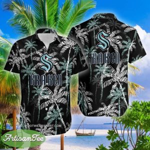 Seattle Kraken Aloha Hawaiian Shirt Coconut Tree Vintage Gift For Fans - NHL Seattle Kraken 3D Hawaiian Shirt Coconut Tree_2