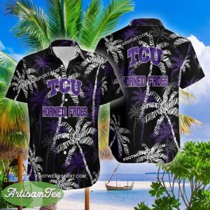 TCU Horned Frogs Hawaiian Shirt Coconut Tree Vintage For Men And Women - NCAA TCU Horned Frogs 3D Hawaiian Shirt Coconut Tree_2