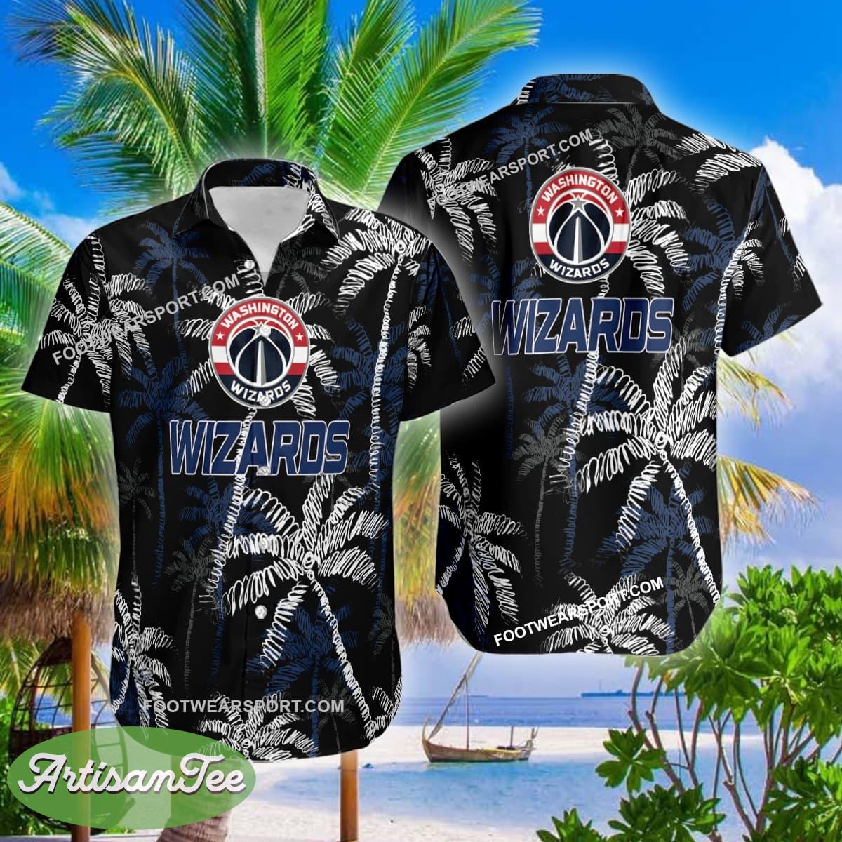 Washington Wizards Hawaiian Shirt Coconut Tree Vintage AOP Special Gifts - NBA Washington Wizards 3D Hawaiian Shirt Coconut Tree_2