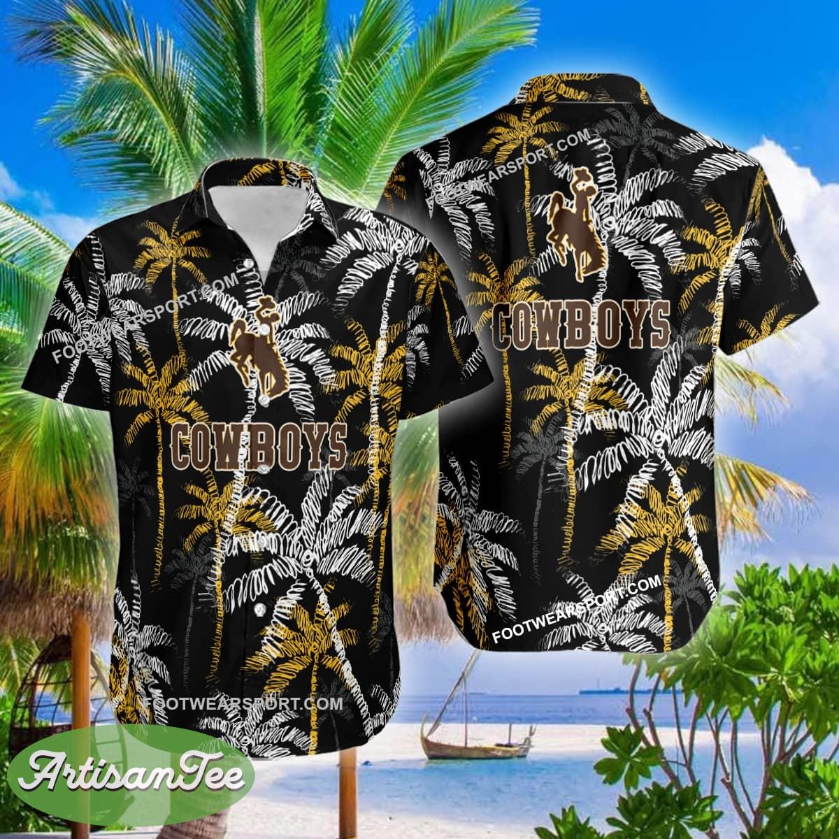Wyoming Cowboys Hawaiian Shirt Coconut Tree Vintage Gift For Summer - NCAA Wyoming Cowboys 3D Hawaiian Shirt Coconut Tree_2