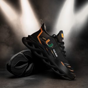 Custom Name Miami Hurricanes Team Black Expressive Sports Sneakers Ideas For Men And Women Gift Max Soul Shoes - 220824-081922