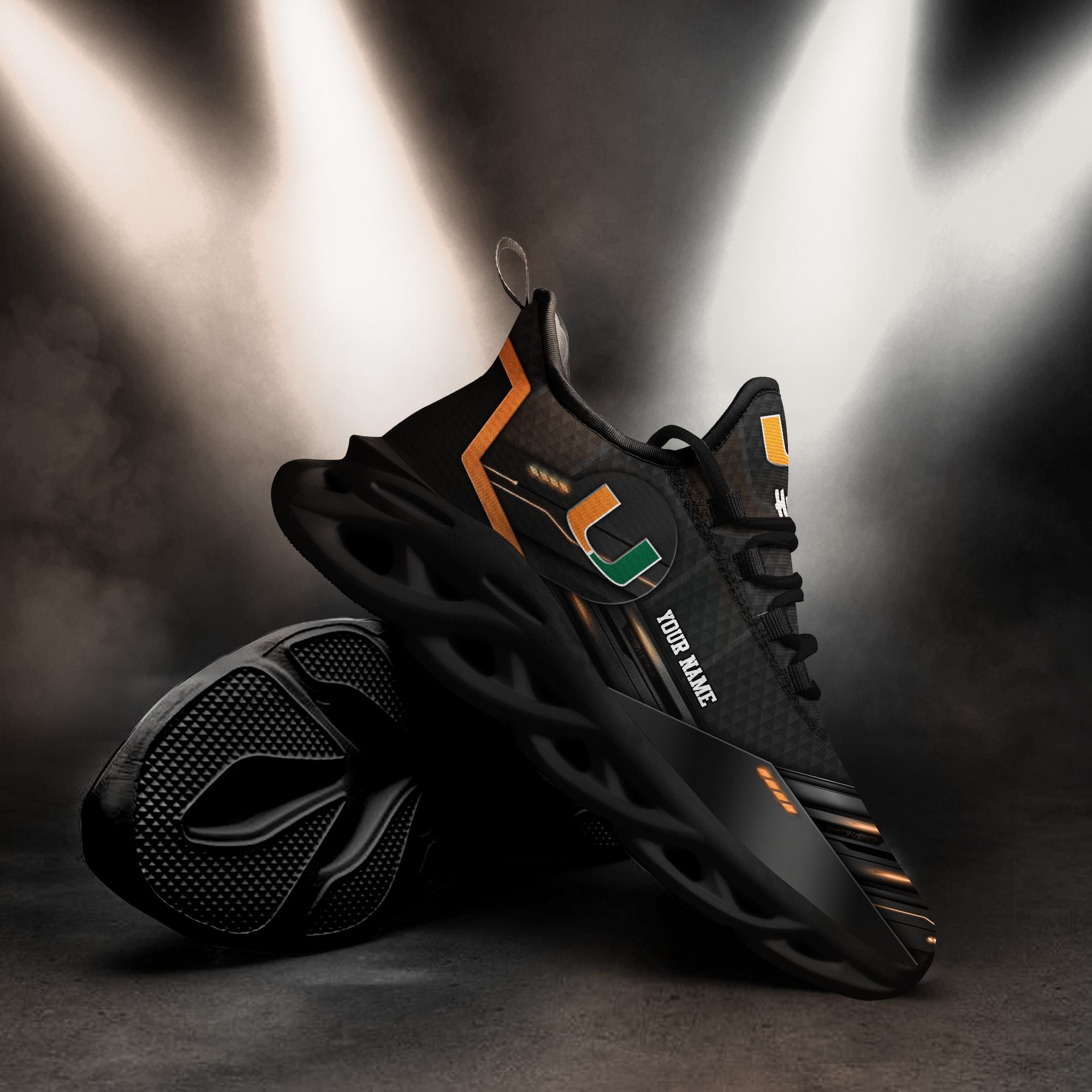 custom name miami hurricanes team black expressive sports sneakers ideas for men and women gift max soul shoes 1 Custom Name Miami Hurricanes Team Black Expressive Sports Sneakers Ideas For Men And Women Gift Max Soul Shoes - 220824-081922