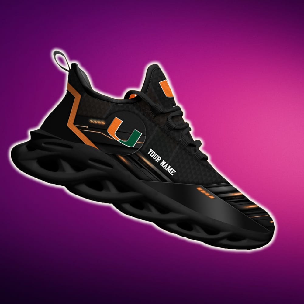Custom Name Miami Hurricanes Team Black Expressive Sports Sneakers Ideas For Men And Women Gift Max Soul Shoes - 220824-081937