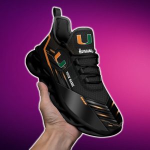 Custom Name Miami Hurricanes Team Black Expressive Sports Sneakers Ideas For Men And Women Gift Max Soul Shoes - 220824-081953