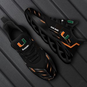 Custom Name Miami Hurricanes Team Black Expressive Sports Sneakers Ideas For Men And Women Gift Max Soul Shoes - 220824-081904