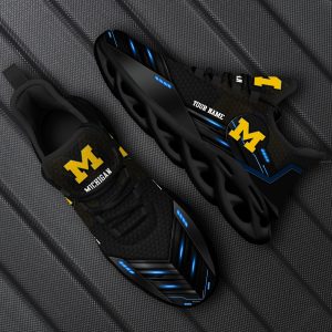Custom Name Michigan Wolverines Team Black Fashion-forward Sports Sneakers Ideas For Men And Women Gift Max Soul Shoes - 220824-082256