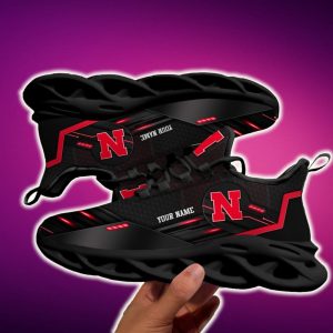 Custom Name Nebraska Cornhuskers Team Black Max Soul Shoes NCAA Teams For Fans Running Sports Shoes New Men And Women - 220824-083606