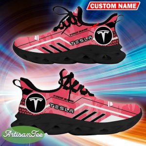Custom Name Tesla Logo Camo Pink Curate Sport Sneaker Gift For Men Women Max Soul Shoes - Custom Name Tesla Logo Racing Car Tractor Farmer Max Soul Shoes Photo 5