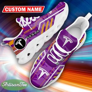 Custom Name Tesla Logo Camo Purple Trendsetter Chunky Sneaker Gift For Men Women Max Soul Shoes - Custom Name Tesla Logo Racing Car Tractor Farmer Max Soul Shoes Photo 16