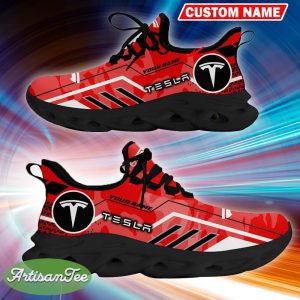 Custom Name Tesla Logo Camo Red Panache Running Sneaker Gift For Men Women Max Soul Shoes - Custom Name Tesla Logo Racing Car Tractor Farmer Max Soul Shoes Photo 4