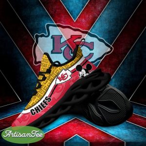 Kansas City Chiefs Black And White Embody Sports Sneakers Ideas For Men And Women Gift Max Soul Shoes - Kansas City Chiefs Black And White Clunky Sneakers For Fans This Season, Custom Sport Shoes_3