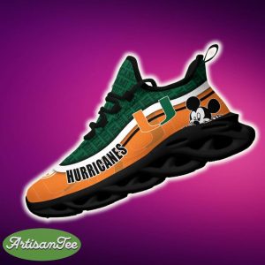 Miami Hurricanes Black And White Attitude Sports Sneakers Ideas For Men And Women Gift Max Soul Shoes - Miami Hurricanes Black And White Clunky Sneakers For Fans This Season, Custom Sport Shoes_2