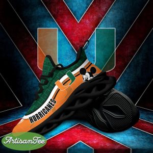 Miami Hurricanes Black And White Attitude Sports Sneakers Ideas For Men And Women Gift Max Soul Shoes - Miami Hurricanes Black And White Clunky Sneakers For Fans This Season, Custom Sport Shoes_3