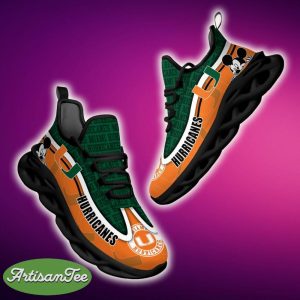 Miami Hurricanes Black And White Attitude Sports Sneakers Ideas For Men And Women Gift Max Soul Shoes - Miami Hurricanes Black And White Clunky Sneakers For Fans This Season, Custom Sport Shoes_1