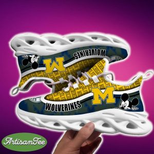 Michigan Wolverines Black And White Creative Sports Sneakers Ideas For Men And Women Gift Max Soul Shoes - Michigan Wolverines Black And White Clunky Sneakers For Fans This Season, Custom Sport Shoes_6