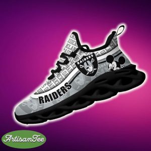Oakland Raiders Black And White Footwear Sports Sneakers Ideas For Men And Women Gift Max Soul Shoes - Oakland Raiders Black And White Clunky Sneakers For Fans This Season, Custom Sport Shoes_2