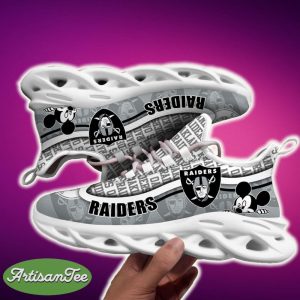 Oakland Raiders Black And White Footwear Sports Sneakers Ideas For Men And Women Gift Max Soul Shoes - Oakland Raiders Black And White Clunky Sneakers For Fans This Season, Custom Sport Shoes_6