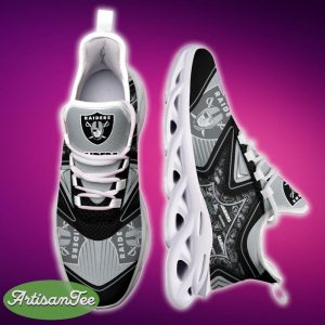Oakland Raiders Black And White Trendy Sports Sneakers Ideas For Men And Women Gift Max Soul Shoes - Oakland Raiders Black And White Clunky Shoes For Fans This Season_6