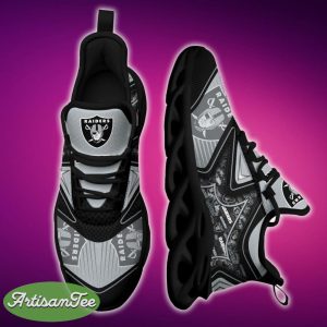 Oakland Raiders Black And White Trendy Sports Sneakers Ideas For Men And Women Gift Max Soul Shoes - Oakland Raiders Black And White Clunky Shoes For Fans This Season_1