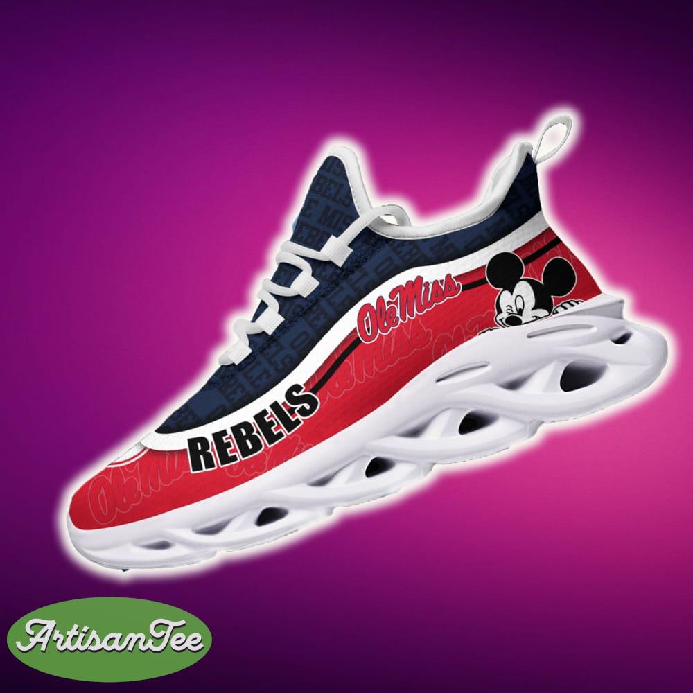 Ole Miss Rebels Black And White Imagery Sports Sneakers Ideas For Men And Women Gift Max Soul Shoes - Ole Miss Rebels Black And White Clunky Sneakers For Fans This Season, Custom Sport Shoes_4