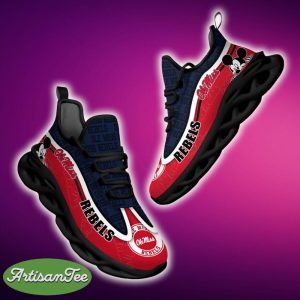 Ole Miss Rebels Black And White Imagery Sports Sneakers Ideas For Men And Women Gift Max Soul Shoes - Ole Miss Rebels Black And White Clunky Sneakers For Fans This Season, Custom Sport Shoes_1
