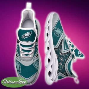 Philadelphia Eagles Black And White Monogram Sports Sneakers Ideas For Men And Women Gift Max Soul Shoes - Philadelphia Eagles Black And White Clunky Shoes For Fans This Season_6