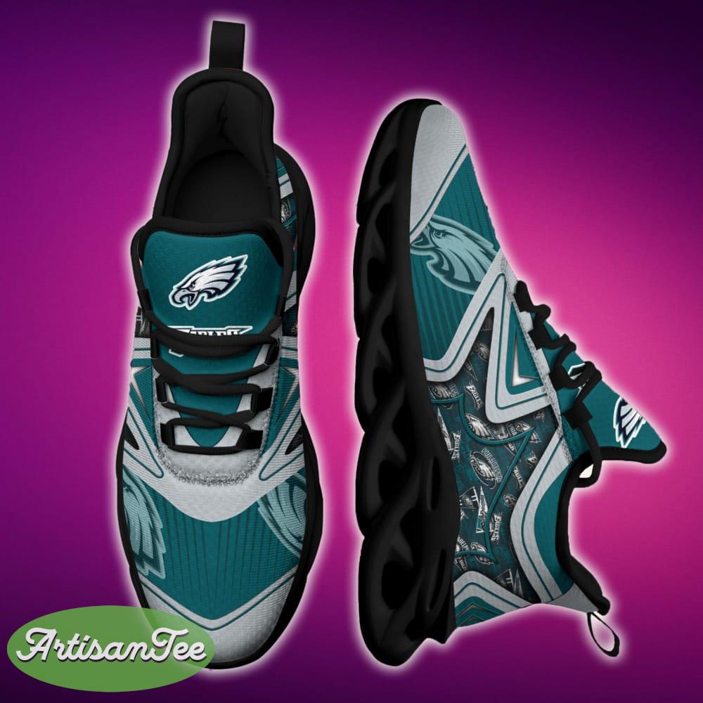 Philadelphia Eagles Black And White Monogram Sports Sneakers Ideas For Men And Women Gift Max Soul Shoes - Philadelphia Eagles Black And White Clunky Shoes For Fans This Season_1