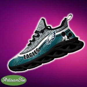 Philadelphia Eagles Black And White Symbolic Sports Sneakers Ideas For Men And Women Gift Max Soul Shoes - Philadelphia Eagles Black And White Clunky Sneakers For Fans This Season, Custom Sport Shoes_2