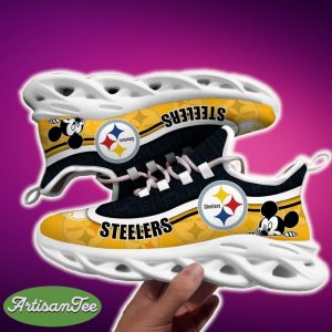 Pittsburgh Steelers Black And White Symbol Sports Sneakers Ideas For Men And Women Gift Max Soul Shoes - Pittsburgh Steelers Black And White Clunky Sneakers For Fans This Season, Custom Sport Shoes_6