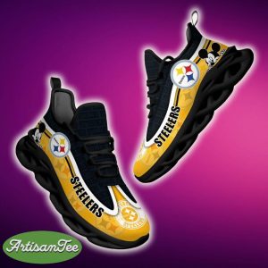 Pittsburgh Steelers Black And White Symbol Sports Sneakers Ideas For Men And Women Gift Max Soul Shoes - Pittsburgh Steelers Black And White Clunky Sneakers For Fans This Season, Custom Sport Shoes_1