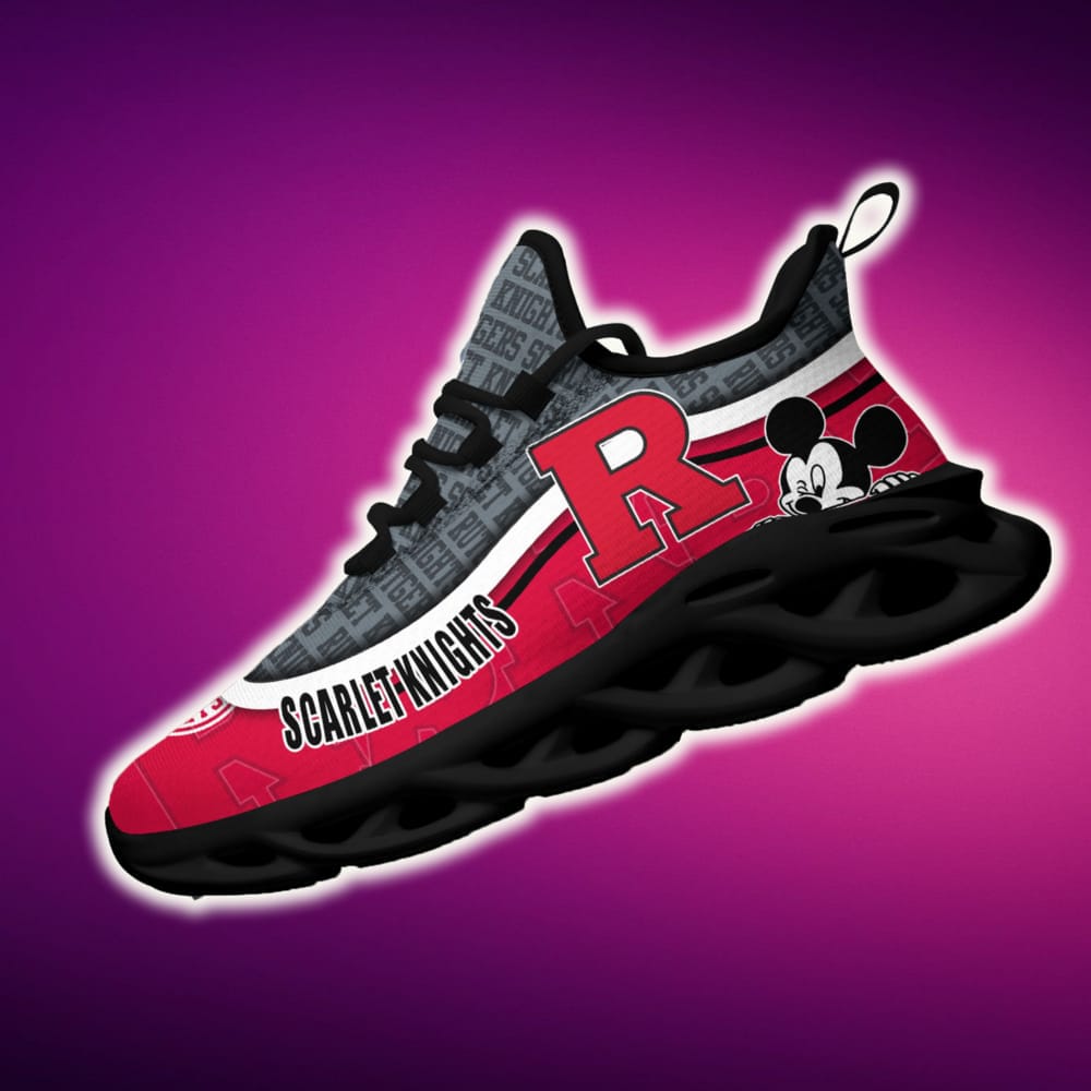 Rutgers Scarlet Knights Black And White Unconventional Sports Sneakers Ideas For Men And Women Gift Max Soul Shoes - 310824-074427
