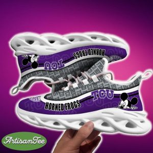 TCU Horned Frogs Black And White Impression Sports Sneakers Ideas For Men And Women Gift Max Soul Shoes - TCU Horned Frogs Black And White Clunky Sneakers For Fans This Season, Custom Sport Shoes_6