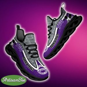 TCU Horned Frogs Black And White Impression Sports Sneakers Ideas For Men And Women Gift Max Soul Shoes - TCU Horned Frogs Black And White Clunky Sneakers For Fans This Season, Custom Sport Shoes_1